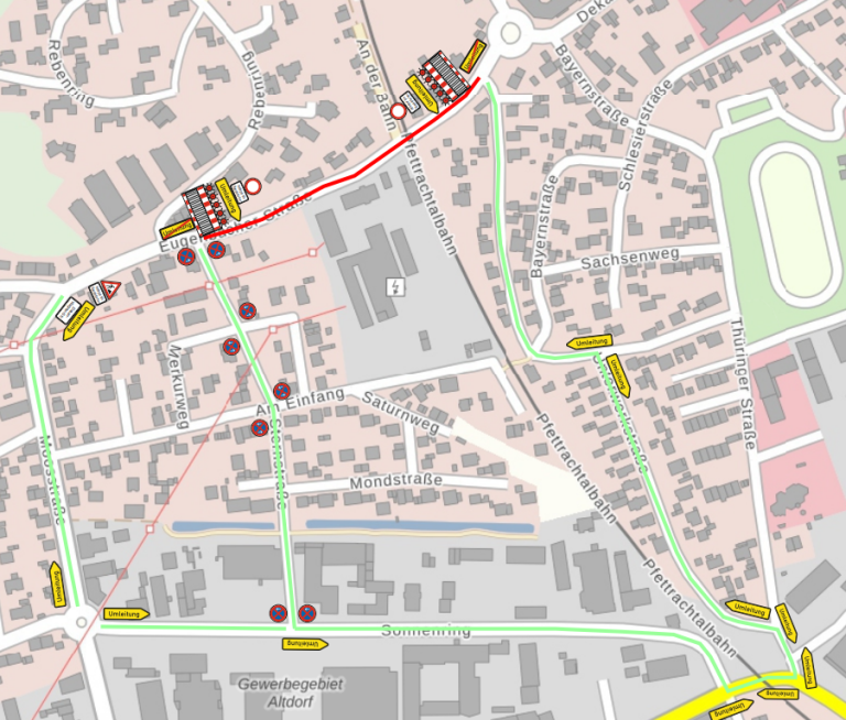 Plan Vollsperrung Eugenbacher Str. bis Kreisverkehr Plan Vollsperrung Eugenbacher Str. bis Kreisverkehr